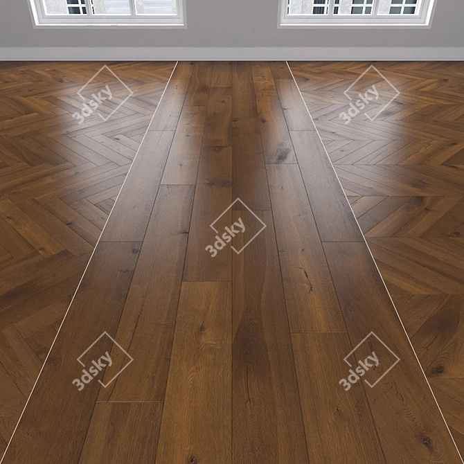 Oak Parquet: Herringbone, Linear & Chevron 3D model image 1