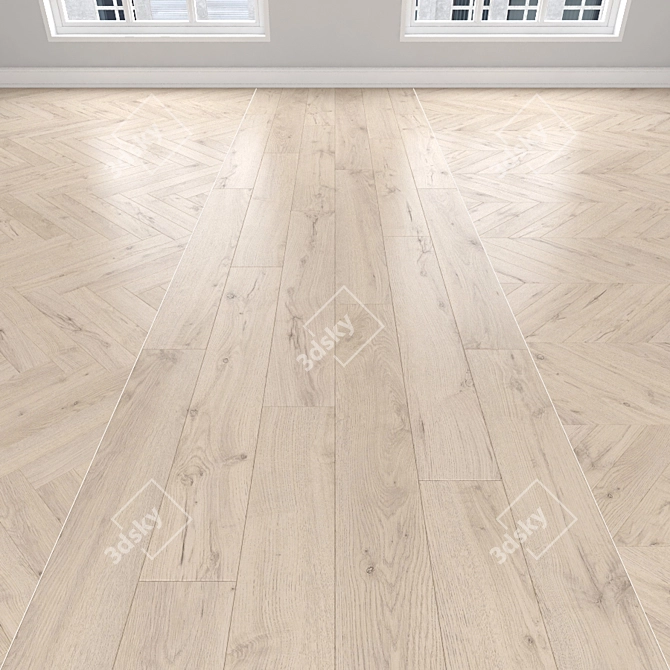 Oak Parquet: Herringbone, Linear & Chevron 3D model image 1