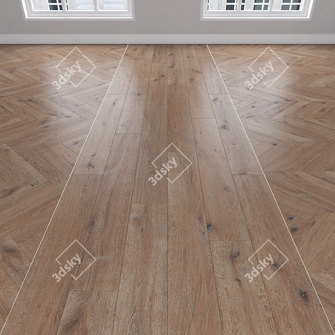 Oak Parquet: Herringbone, Linear & Chevron 3D model image 1