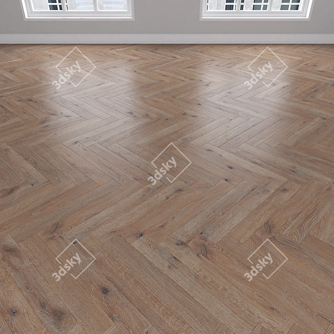 Oak Parquet: Herringbone, Linear & Chevron 3D model image 3