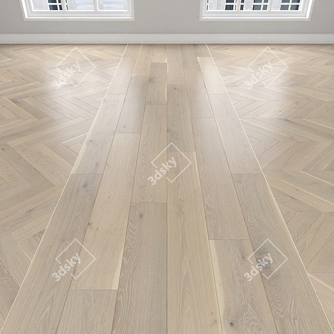 Parquet Oak: Herringbone, Linear, Chevron 3D model image 1