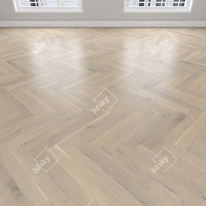 Parquet Oak: Herringbone, Linear, Chevron 3D model image 3