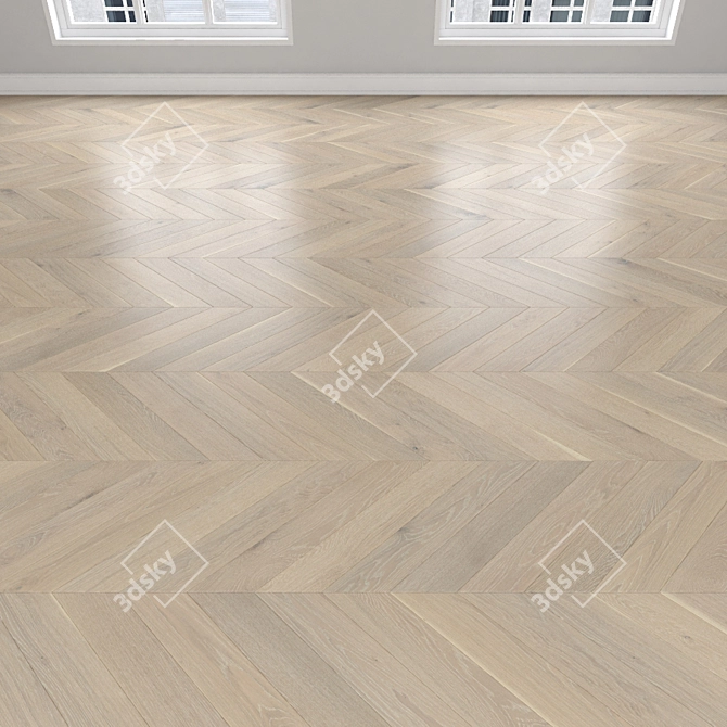 Parquet Oak: Herringbone, Linear, Chevron 3D model image 4