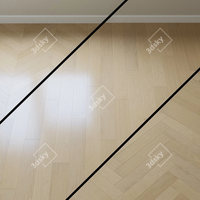 French Oak Parquet Board 3D model image 1