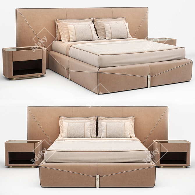 Luxury Visionnaire Double Bed Set 3D model image 1