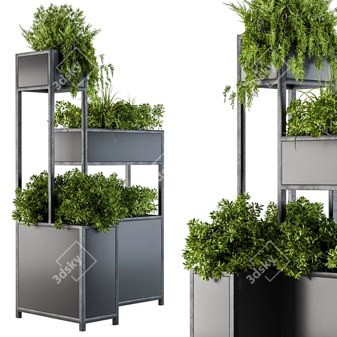 Stylish Black Box Plant Stand 3D model image 1
