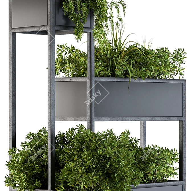 Stylish Black Box Plant Stand 3D model image 2