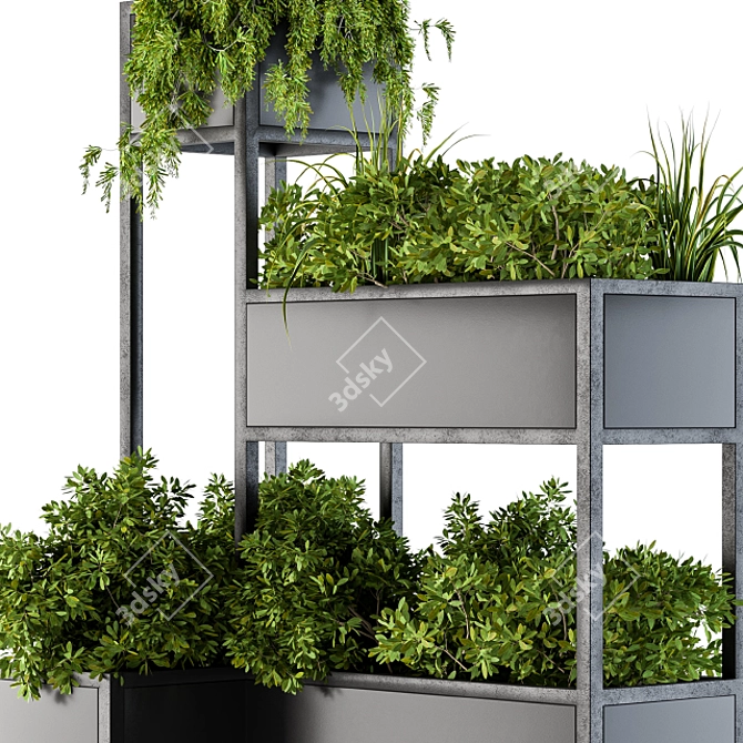 Stylish Black Box Plant Stand 3D model image 3