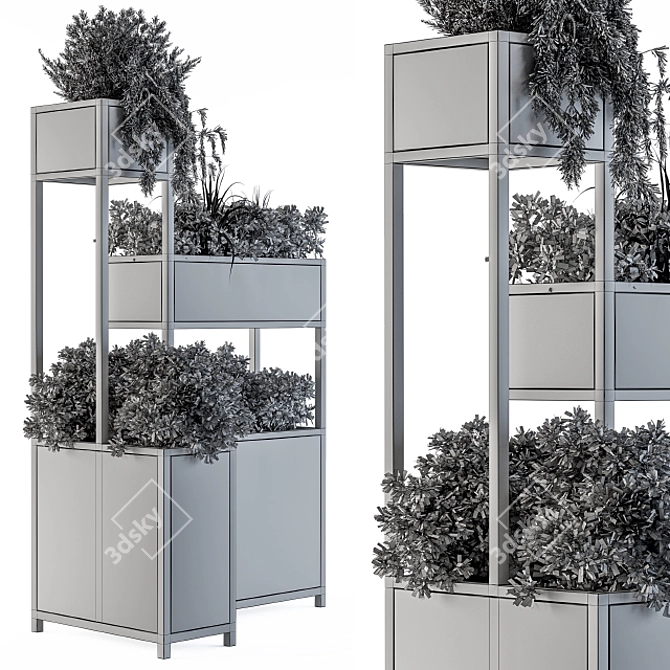 Stylish Black Box Plant Stand 3D model image 4