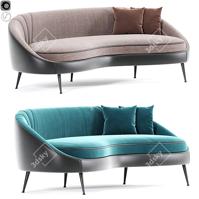 Modern Sand Curve Sofa 3D model image 1