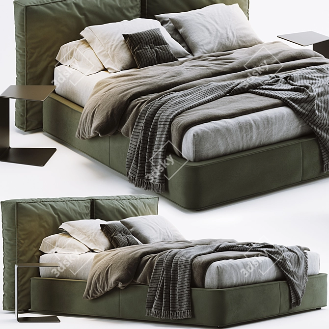 Ditre Flann Italian Modern Bed 3D model image 1