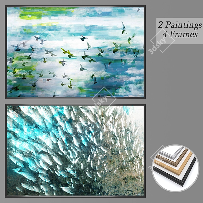 Modern Wall Art Set with Multiple Frames 3D model image 1