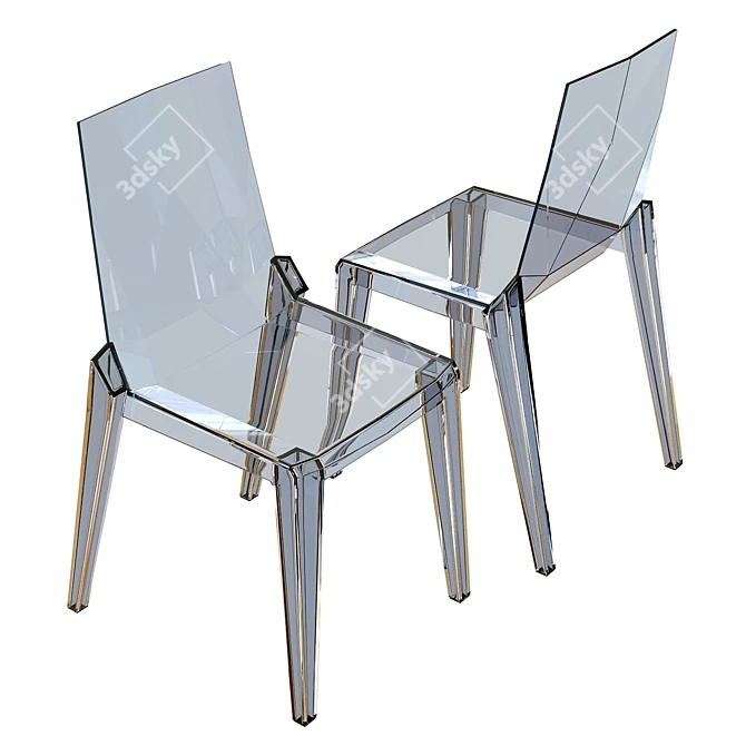 Sleek Mist Dining Chair: Elegant Acrylic Design 3D model image 3