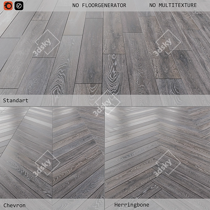 Versatile Laminate Flooring: 3 Layout Options, Editable Poly, 7 Tile Textures 3D model image 1