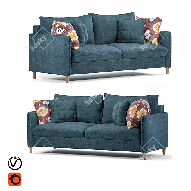 Nordic Elegance Sofa 3D model image 1