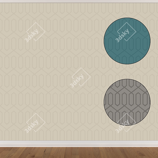 Seamless Wallpaper Set: 3 Colors & Textures 3D model image 1