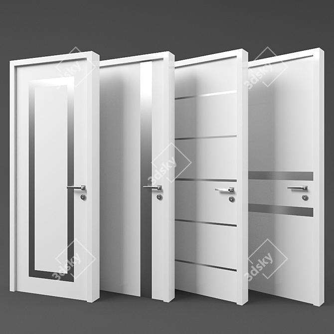 Sleek Vray Doors 3D model image 4