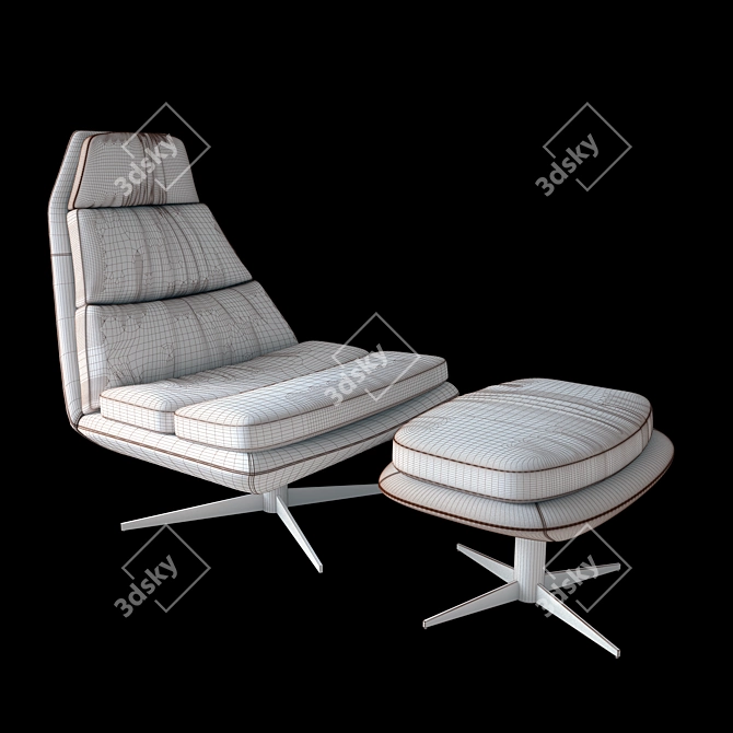 Elegant Velvet and Leather Chair 3D model image 2