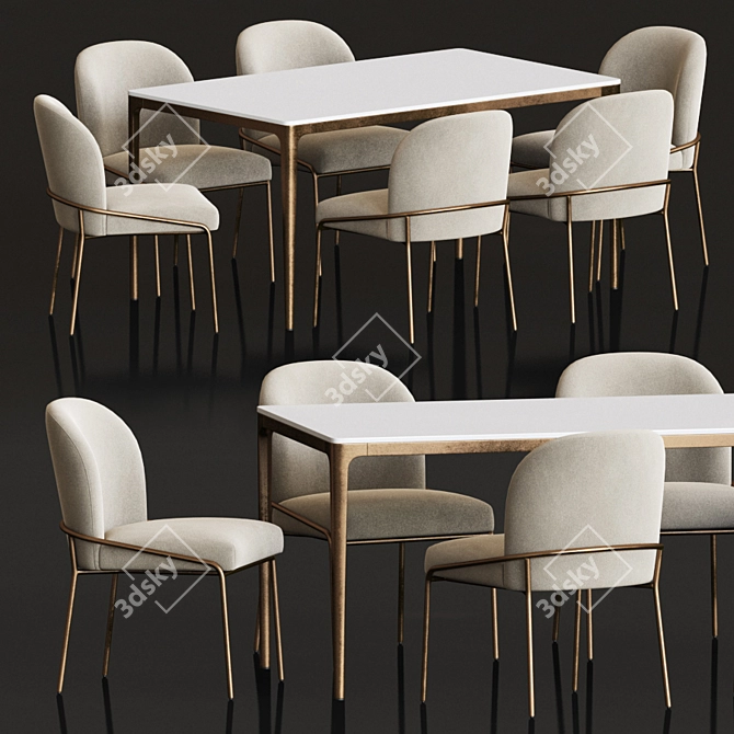 Modern Dining Set with Astrud Chair & Canto Table 3D model image 11