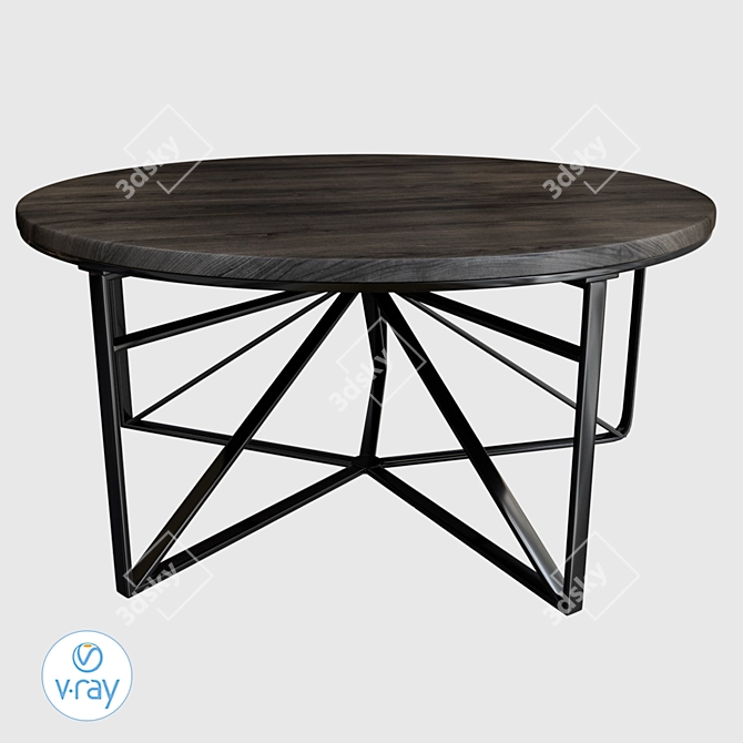 Modern Wood Frame Coffee Table 3D model image 2