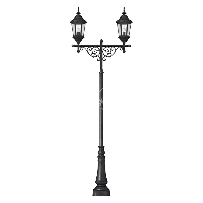 Vintage Wrought Iron Street Lamp 3D model image 1