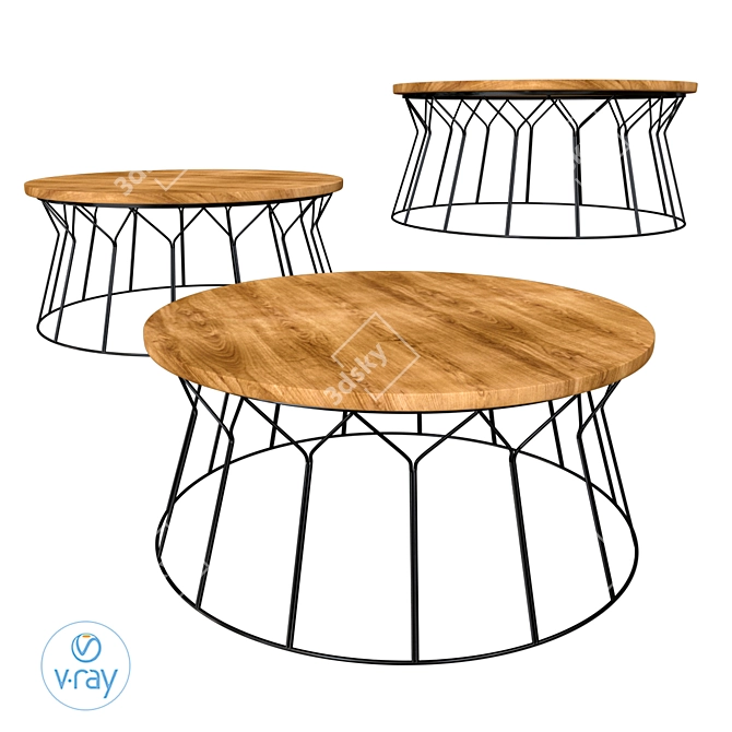 Sleek Modern Deion Coffee Table 3D model image 2