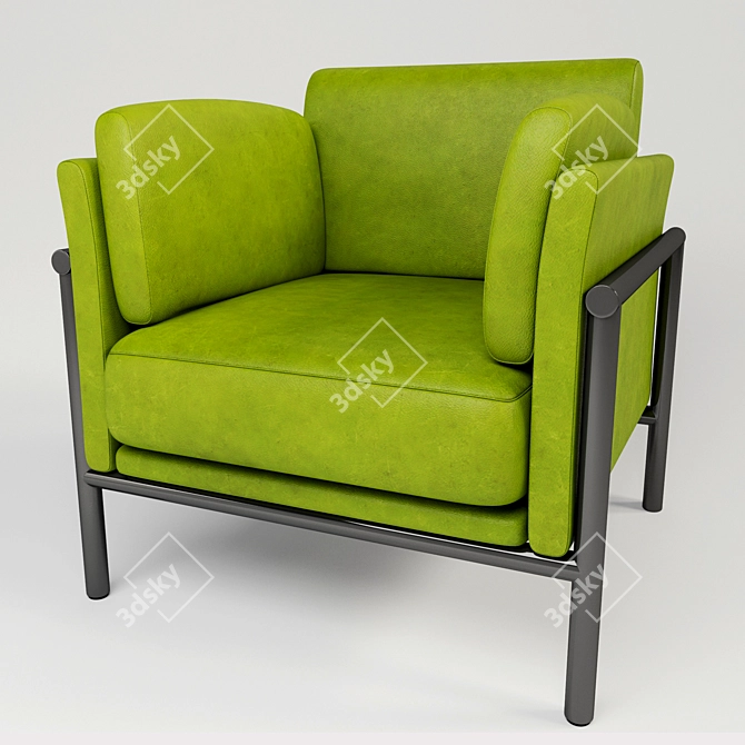Sleek Leather Armchair 3D model image 3