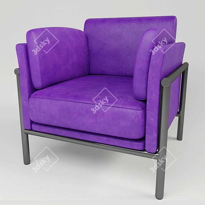 Sleek Leather Armchair 3D model image 4