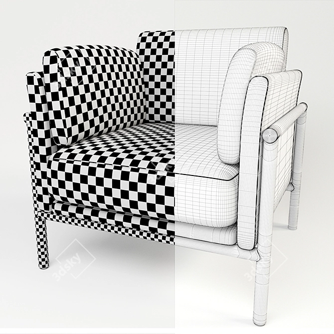 Sleek Leather Armchair 3D model image 5