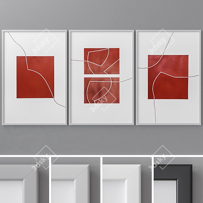 Modern Abstract Paintings Set 3D model image 1