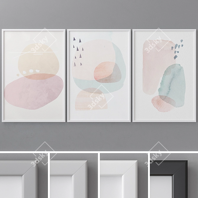 Modern Abstract Photo Frames Set 3D model image 1