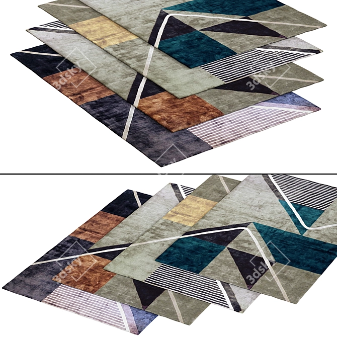 Elegant Grey Rug, 200x300cm 3D model image 2