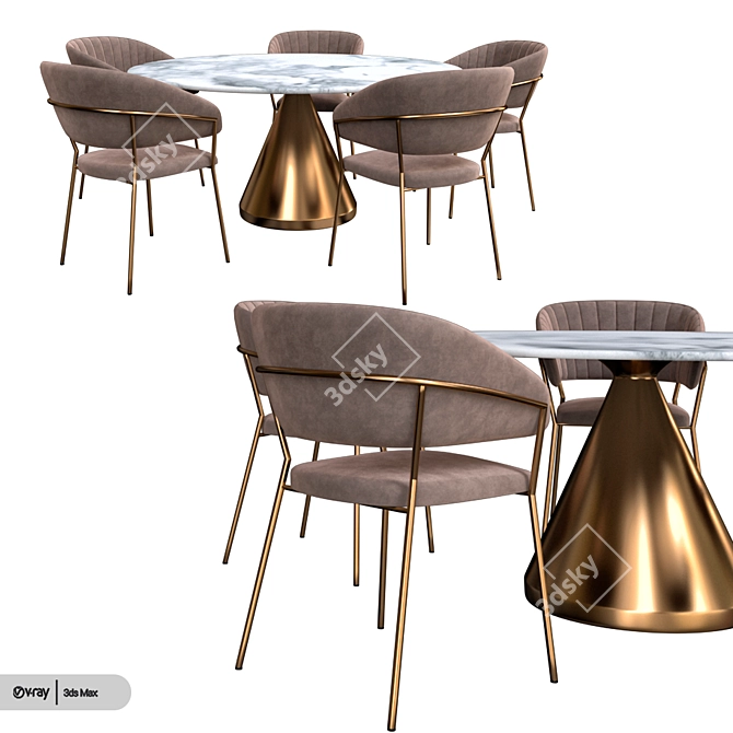 Modern Table and Chair Set 3D model image 2