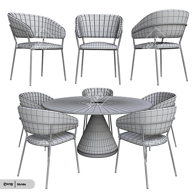 Modern Table and Chair Set 3D model image 3