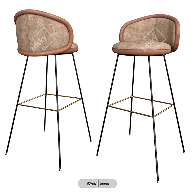 Sleek De Sede Bar Chair 3D model image 2