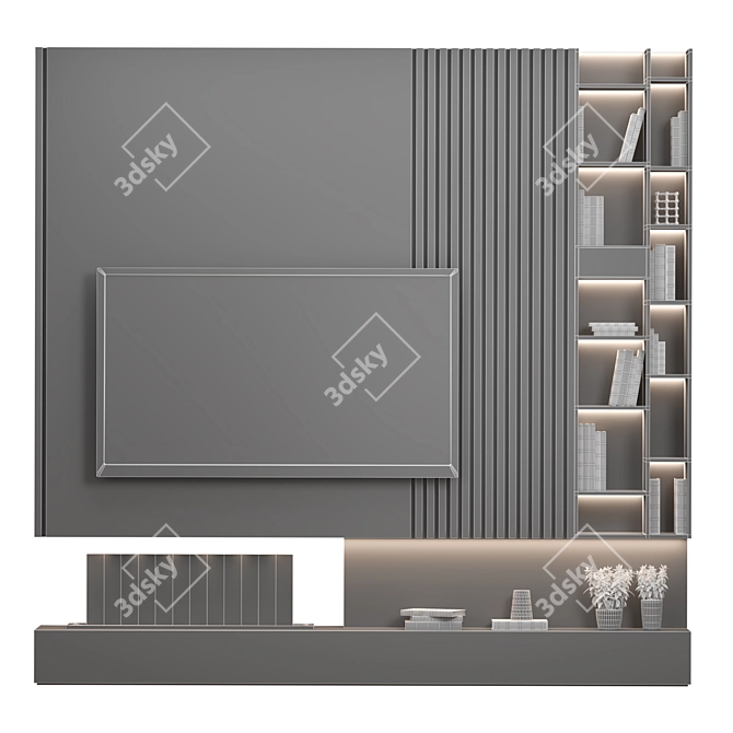 Modular TV Wall with High-Quality Textures | 3Ds Max, FBX 3D model image 5