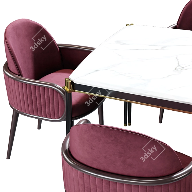 Elegant Gala Tudor Chair+Table 3D model image 2