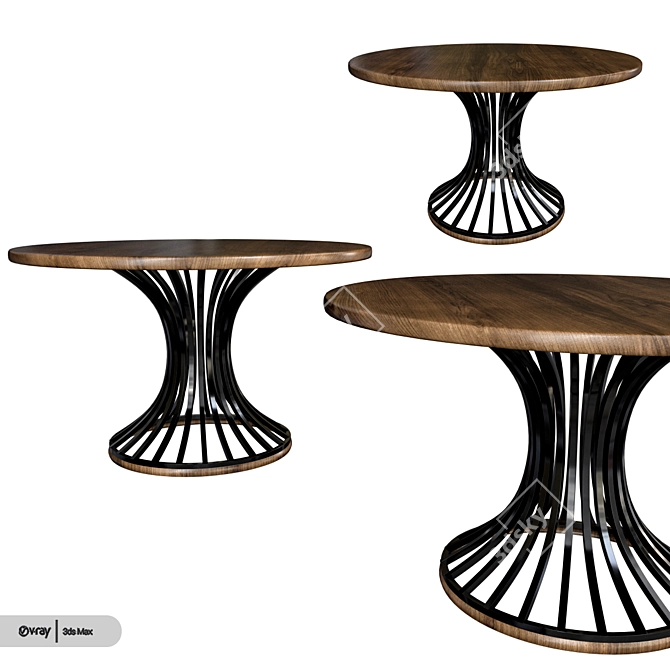 Modern Cinch Round Dining Table 3D model image 2