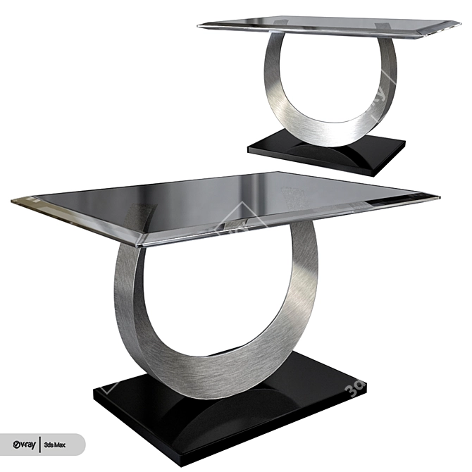 Sleek Stainless Steel End Table 3D model image 1