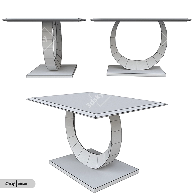 Sleek Stainless Steel End Table 3D model image 3