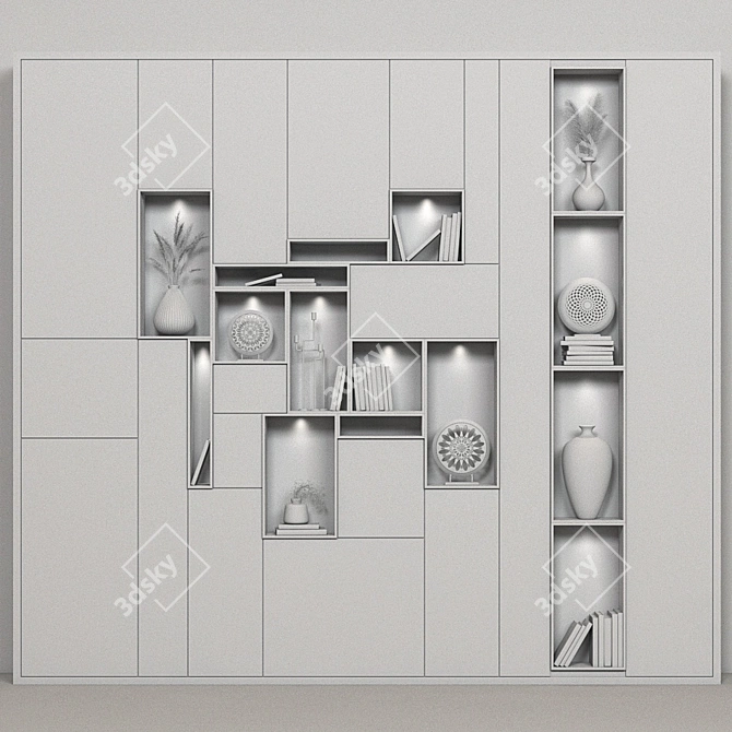 Elegant Ornamented Wardrobe 3D model image 4