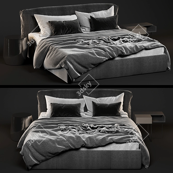 Sleek Centimeter-Unit Bed 3D model image 1