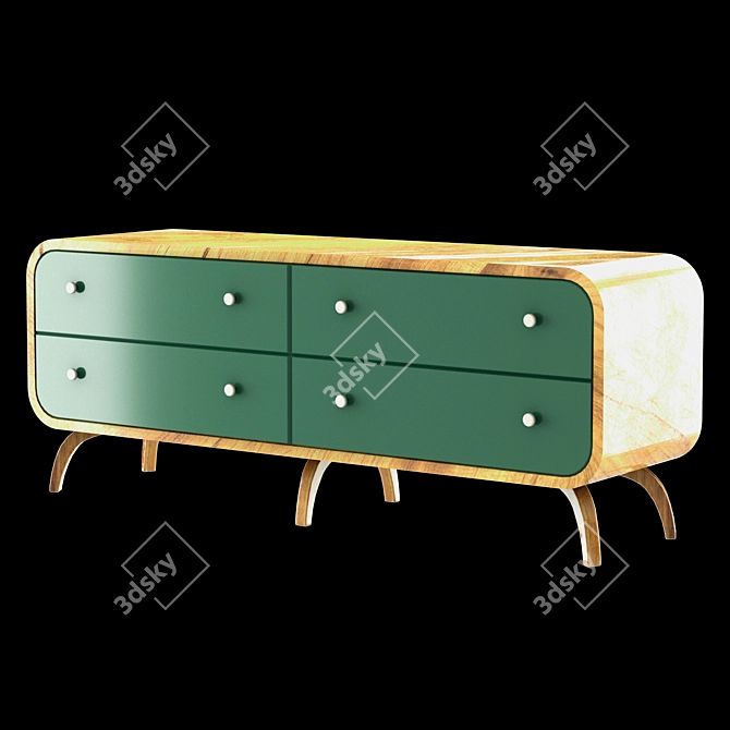 Emerald Elegance: Ellipse Chest of Drawers 3D model image 2