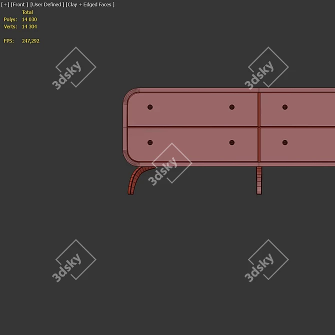 Emerald Elegance: Ellipse Chest of Drawers 3D model image 3