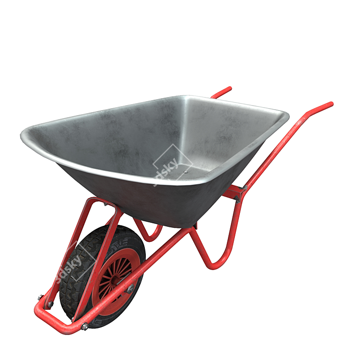 Heavy-Duty Wheelbarrow 3D model image 1