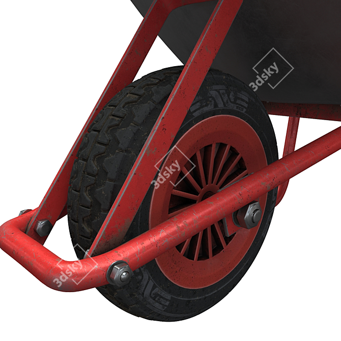 Heavy-Duty Wheelbarrow 3D model image 3