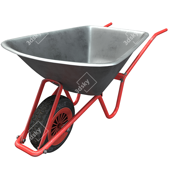 Heavy-Duty Wheelbarrow 3D model image 6