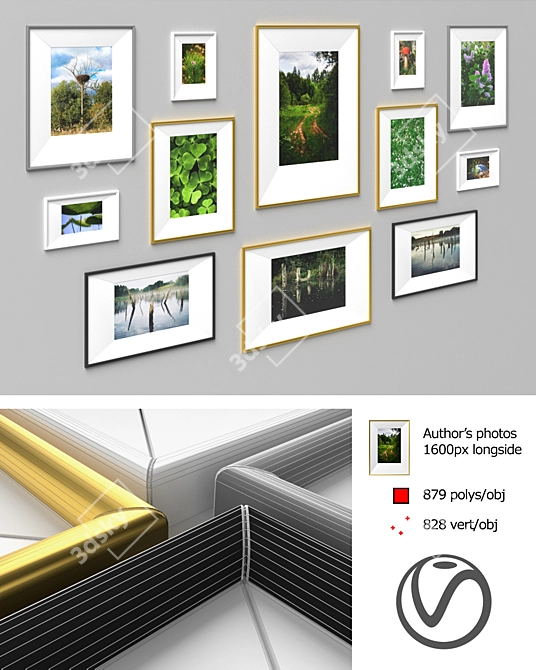 Nature's Delight: Beautiful Nature Photo Frames 3D model image 3