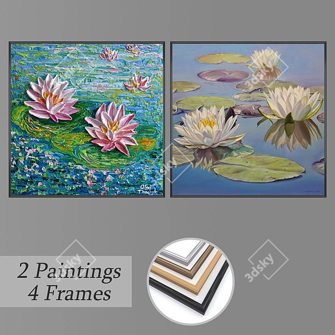 Modern Wall Art Set with Frames 3D model image 1