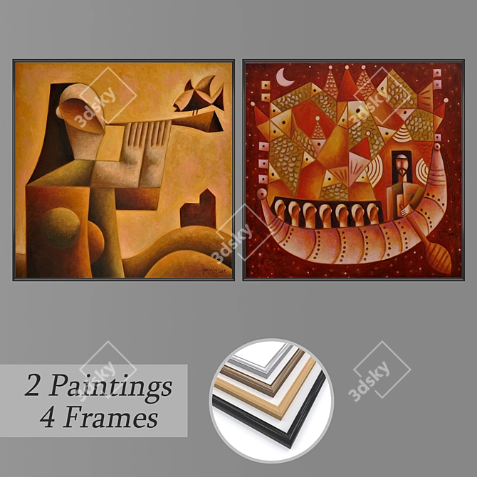 Artistic Wall Decor Set 3D model image 1